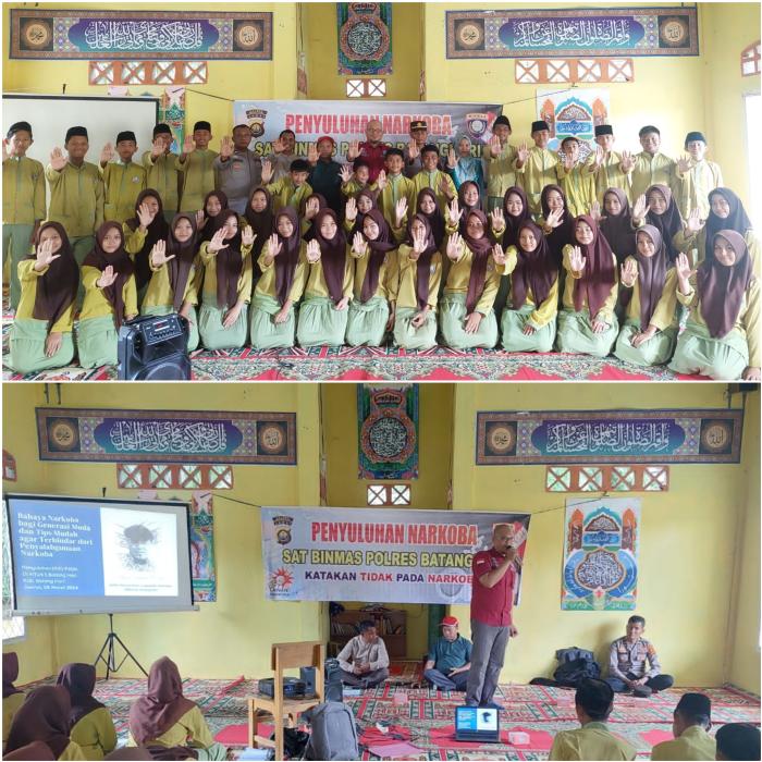 BNN BATANG HARI DAN SAT BINMAS POLRES BATANGHARI GELAR PENYULUHAN NARKOBA DI MTsN 3 BATANGHARI