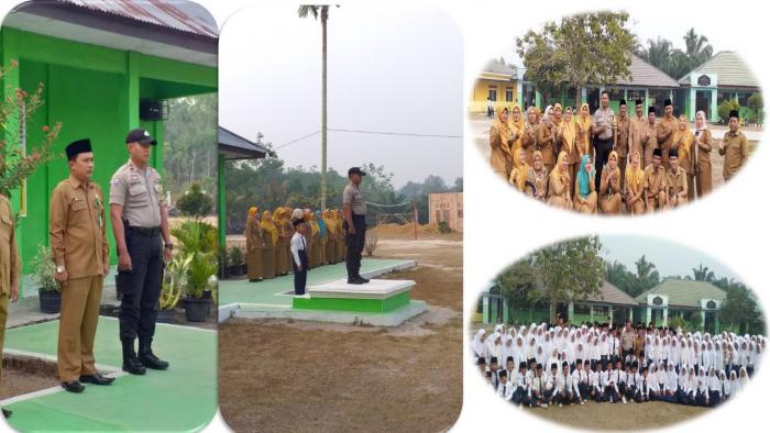 Bhabinkamtibmas Kelurahan Sridadi Polsek Muara Bulian Menjadi Pembina Upacara Di MTsN 3 Batang Hari