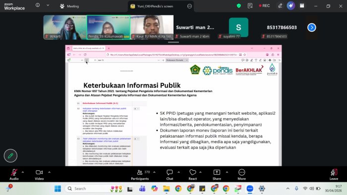 Dorong Birokrasi Lebih Baik, MTsN 3 Batang Hari Ikuti Zoom ZI Area 2 Tatalaksana Dorong Birokrasi Lebih Baik, MTsN 3 Batang Hari Ikuti Zoom ZI Area 2 Tatalaksana